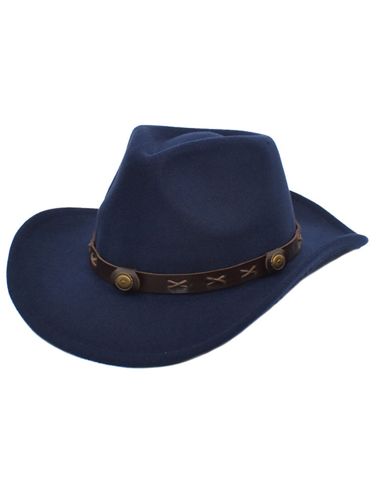 Cowboyhut | Westernhut | Nietenband | Vintage Optik-Marineblau-Chaps Herrenmode