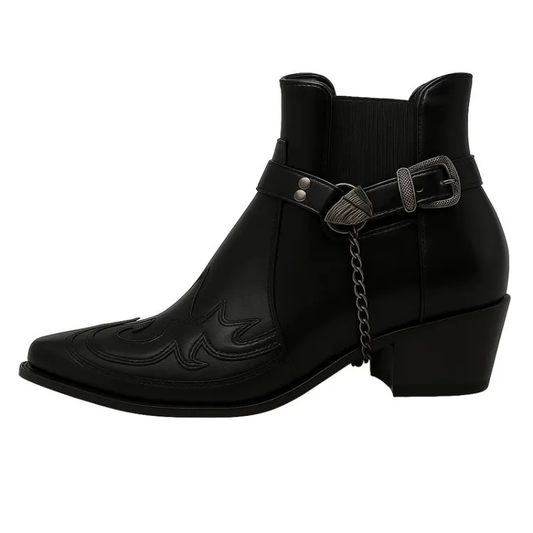 Cowboystiefel – Herren-Westernstiefel mit spitzer Zehenpartie-Schwarz-38-Chaps Herrenmode