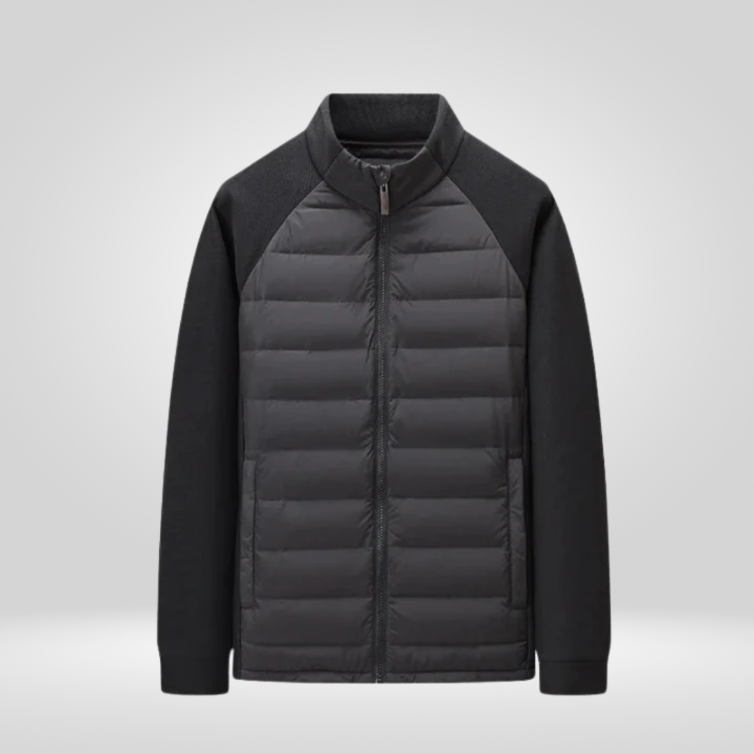 Daunenjacke – Leichte Winterjacke mit Reißverschluss für Männer-Schwarz-M-Chaps Herrenmode
