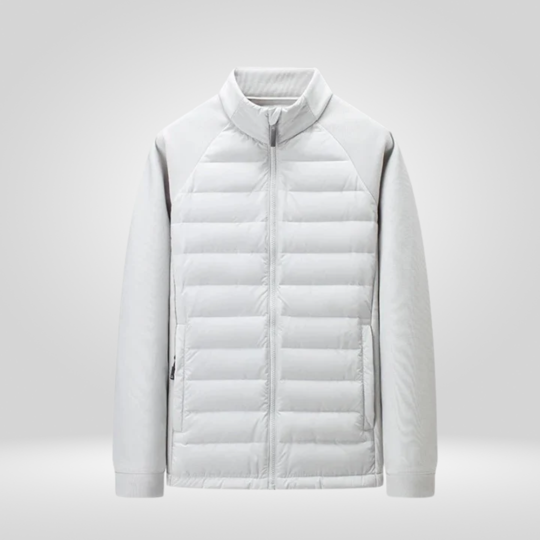 Daunenjacke – Leichte Winterjacke mit Reißverschluss für Männer-Weiß-M-Chaps Herrenmode