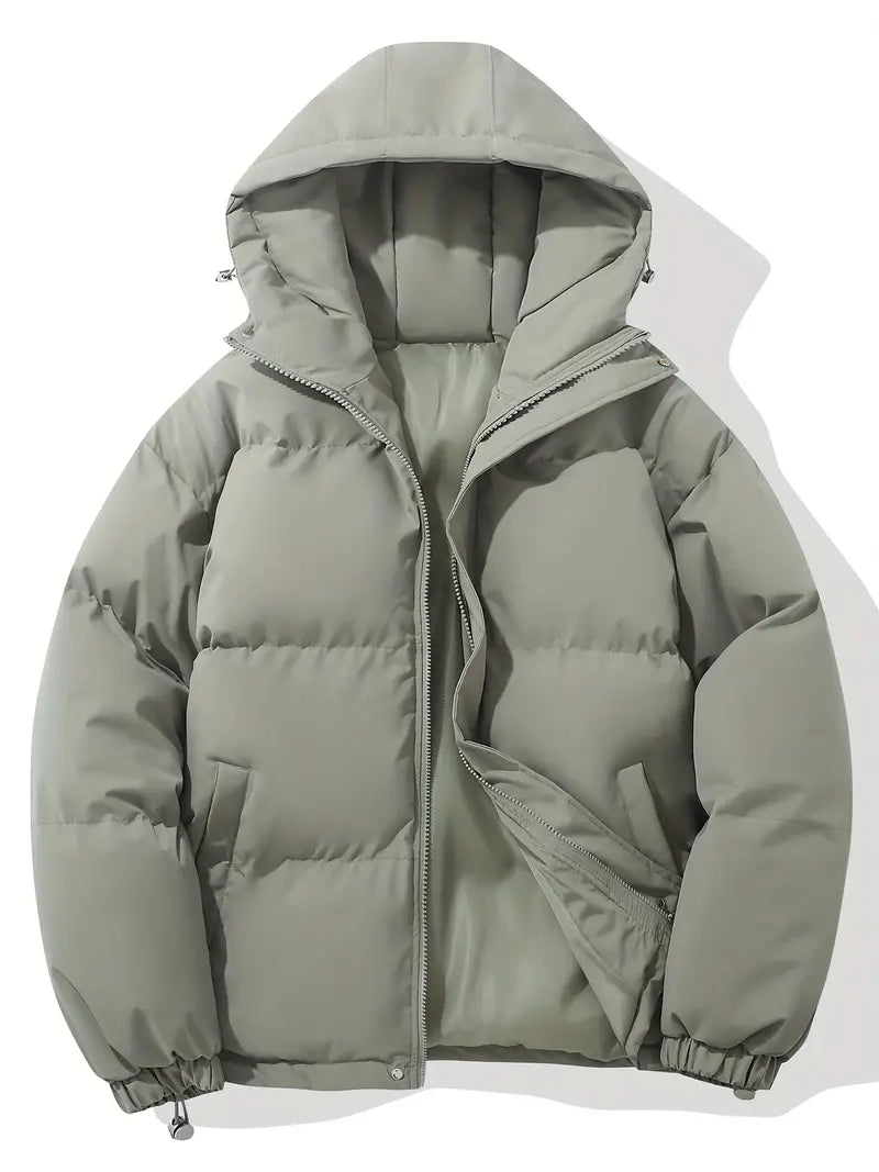 Daunenjacke | Mit Kapuze | Gefüttert | Daunenjacke | Winterjacke für Männer-Hellgrau-S-Chaps Herrenmode