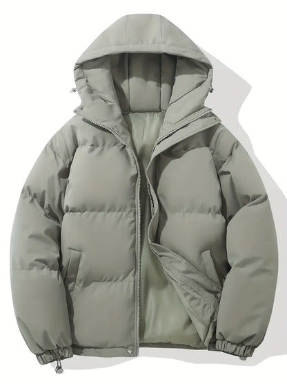 Daunenjacke | Mit Kapuze | Gefüttert | Daunenjacke | Winterjacke für Männer-Hellgrau-S-Chaps Herrenmode