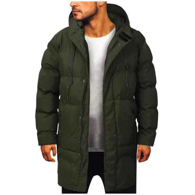 Daunenjacke | Mit Kapuze | Mittellang | Daunenjacke | Wintermantel für Männer-Dunkelgrün-S-Chaps Herrenmode
