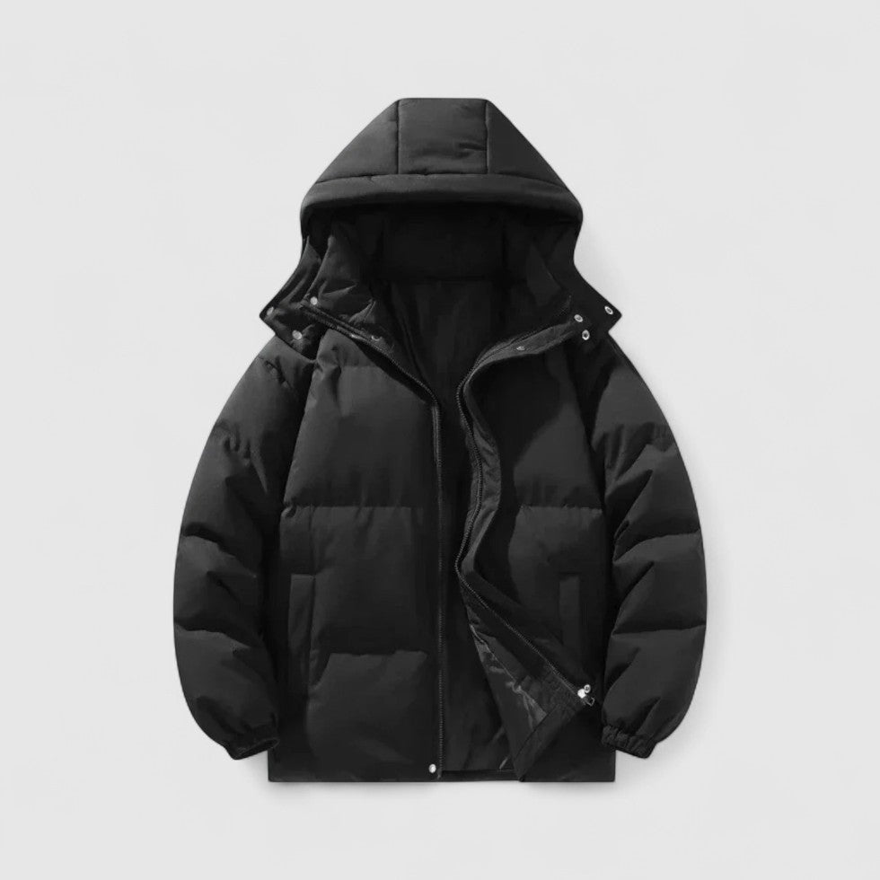 Daunenjacke – Warm – Mit Kapuze – Winterjacke – Daunenjacke für Männer-Schwarz-S-Chaps Herrenmode