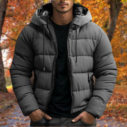Daunenjacke | Warm | Mit Kapuze | Winterjacke | Herrenmantel-Grau-S-Chaps Herrenmode
