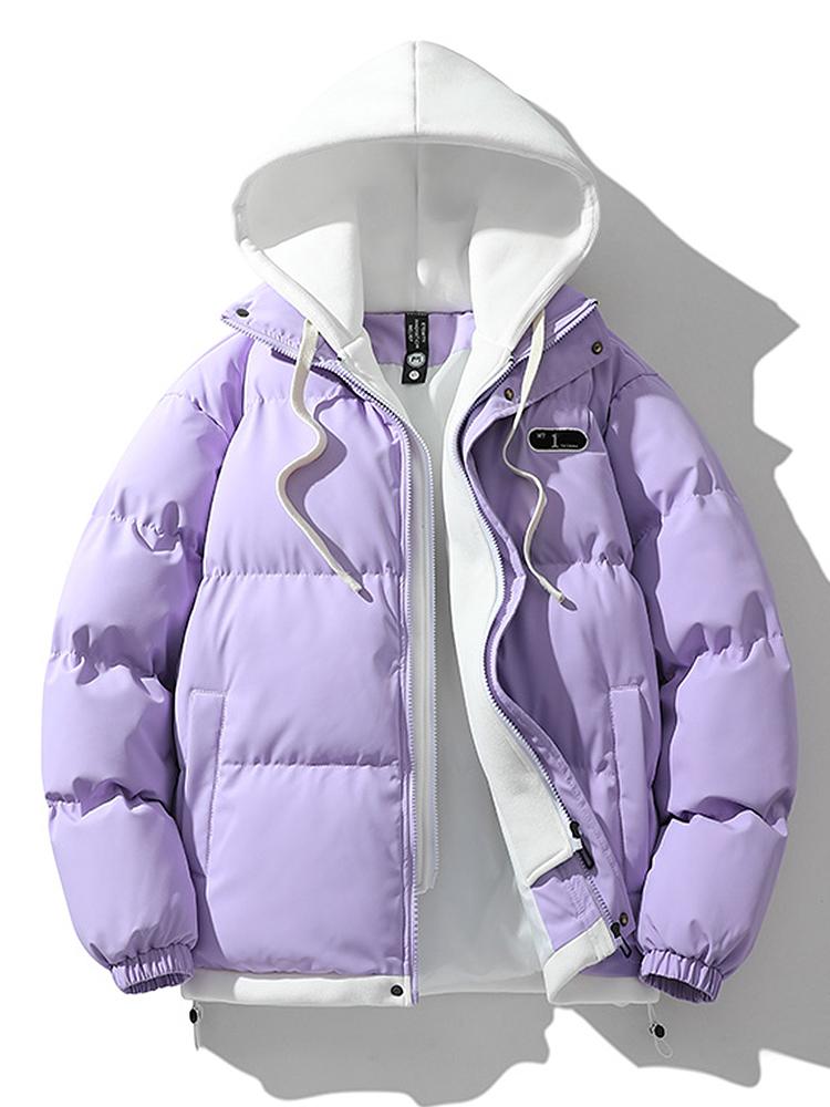 Daunenjacke – Warme Winterjacke mit Kapuze für Männer-Lila-S-Chaps Herrenmode