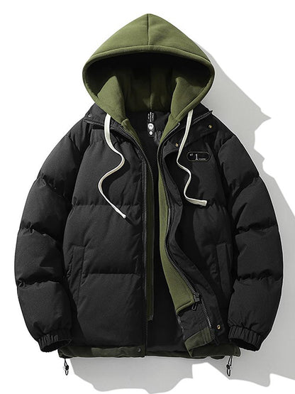 Daunenjacke – Warme Winterjacke mit Kapuze für Männer-Schwarz-S-Chaps Herrenmode