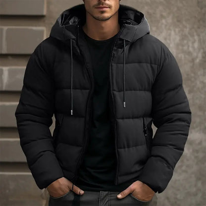Daunenjacke – wattiert – mit Kapuze – Daunenjacke – Winterjacke für Männer-Schwarz-M-Chaps Herrenmode