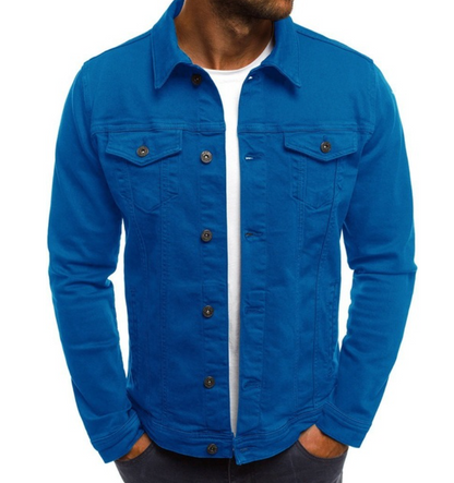 Denim Jacke - Herren Slim Fit Button-Up Sommer Jeansjacke-Blau-M-Chaps Herrenmode