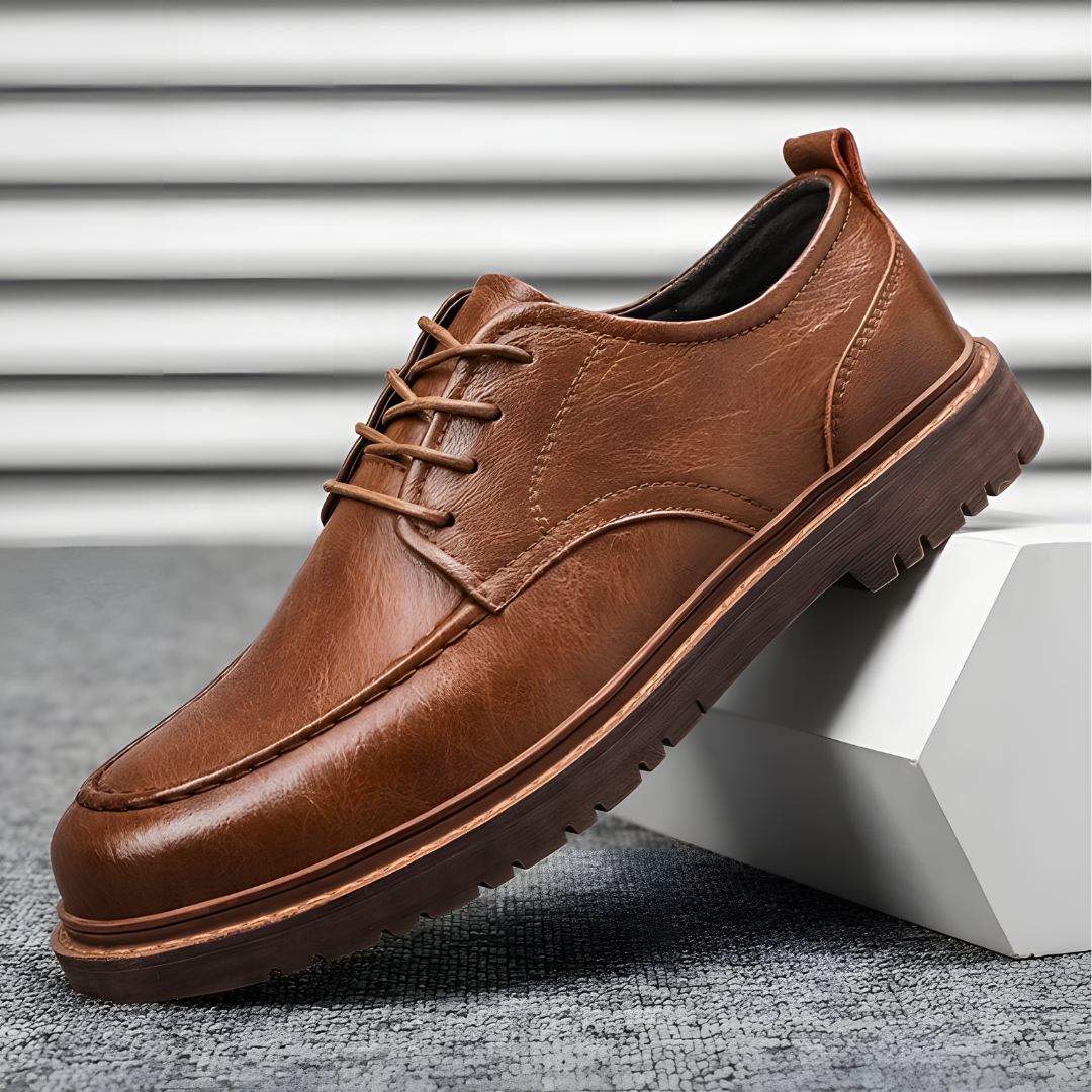 Derby-Schuhe | Freizeit | Schnürschuhe | Lederschuhe | Herrenschuhe-Braun-39-Chaps Herrenmode