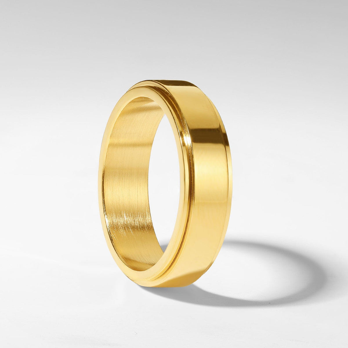 Drehring Herren | Ring zum Drehen | Edelstahl | Anti Stress-Gold-5-Chaps Herrenmode