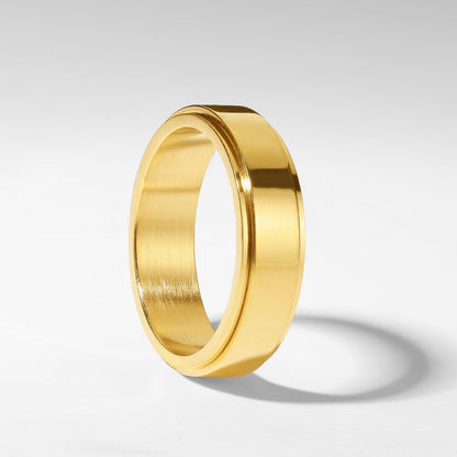 Drehring Herren | Ring zum Drehen | Edelstahl | Anti Stress-Gold-5-Chaps Herrenmode