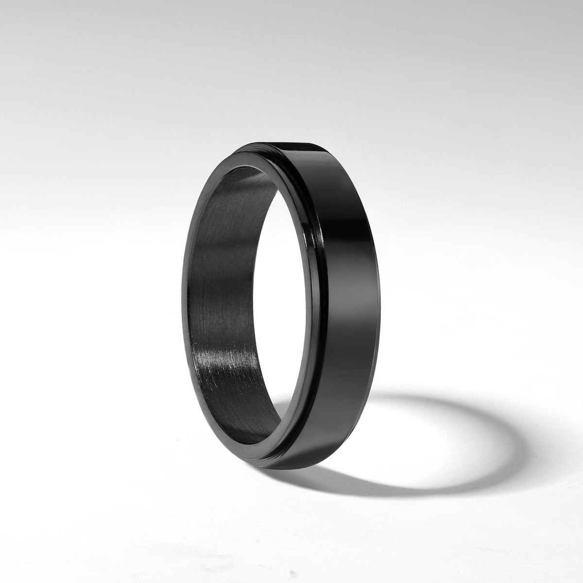 Drehring Herren | Ring zum Drehen | Edelstahl | Anti Stress-Schwarz-5-Chaps Herrenmode
