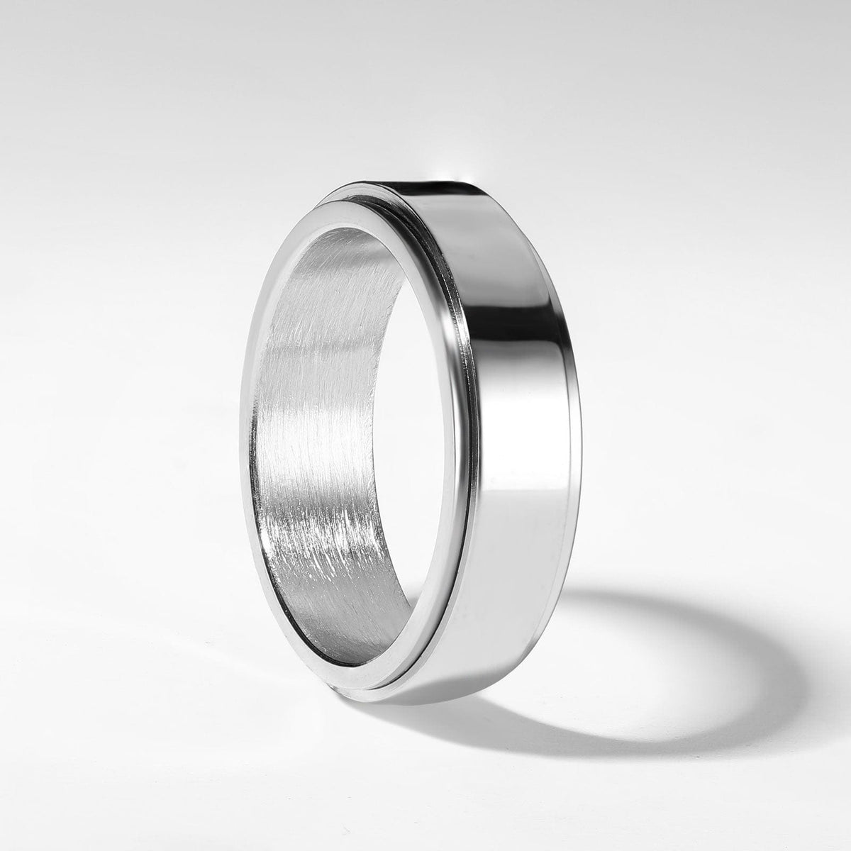 Drehring Herren | Ring zum Drehen | Edelstahl | Anti Stress-Silber-5-Chaps Herrenmode
