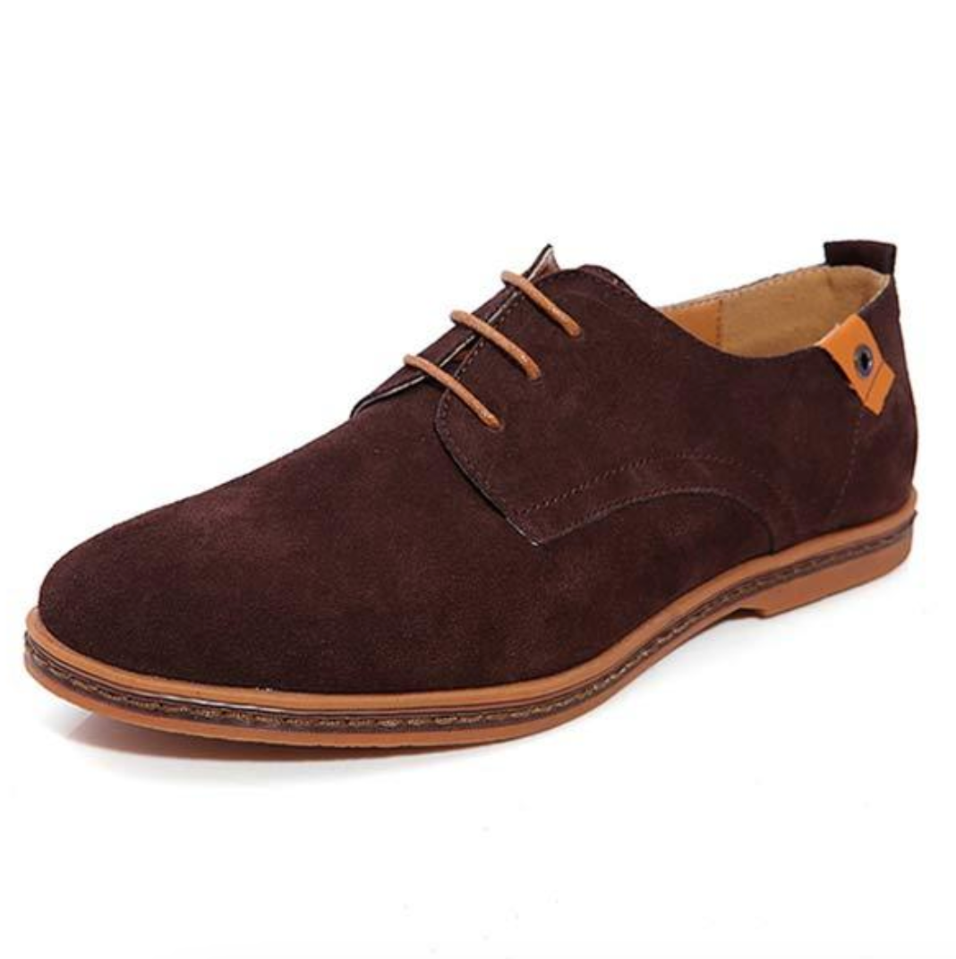 Dress Shoes - Flache Herren Schnürschuhe aus Wildleder-Braun-38-Chaps Herrenmode
