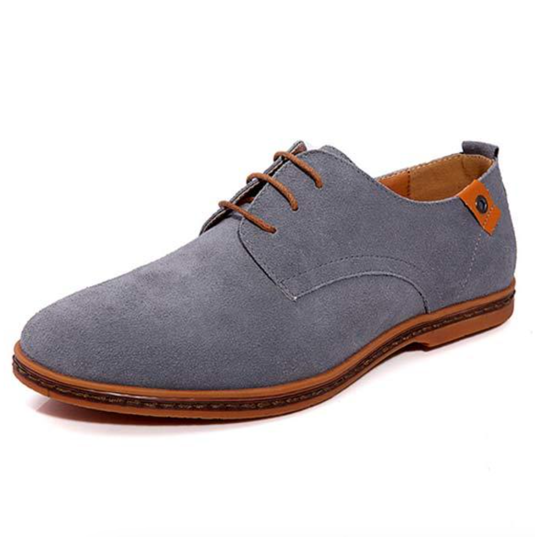 Dress Shoes - Flache Herren Schnürschuhe aus Wildleder-Grau-38-Chaps Herrenmode