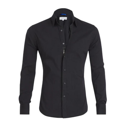 Elite - Anti-Knitter-Bluse mit Reißverschluss-Schwarz-XS-Chaps Herrenmode