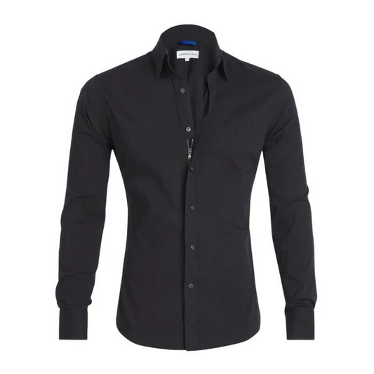 Elite - Anti-Knitter-Bluse mit Reißverschluss-Schwarz-XS-Chaps Herrenmode