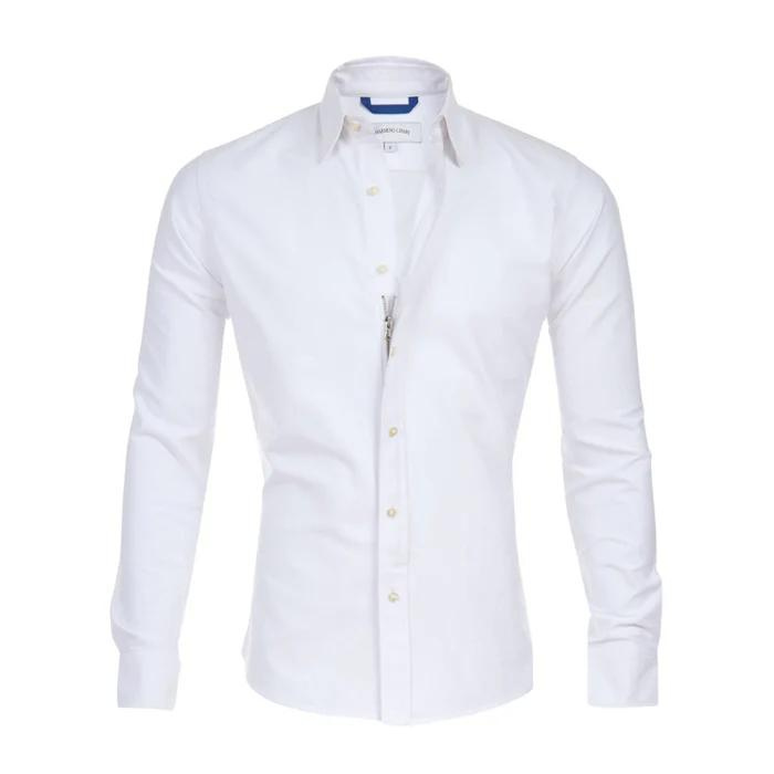 Elite - Anti-Knitter-Bluse mit Reißverschluss-Weiß-XS-Chaps Herrenmode