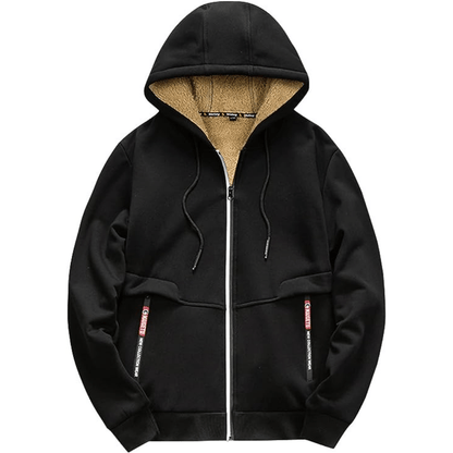 Fellgefütterter Hoodie – Warm – Mit Reißverschluss – Winter-Hoodie – Herren-Hoodie-Jacke-Chaps Herrenmode