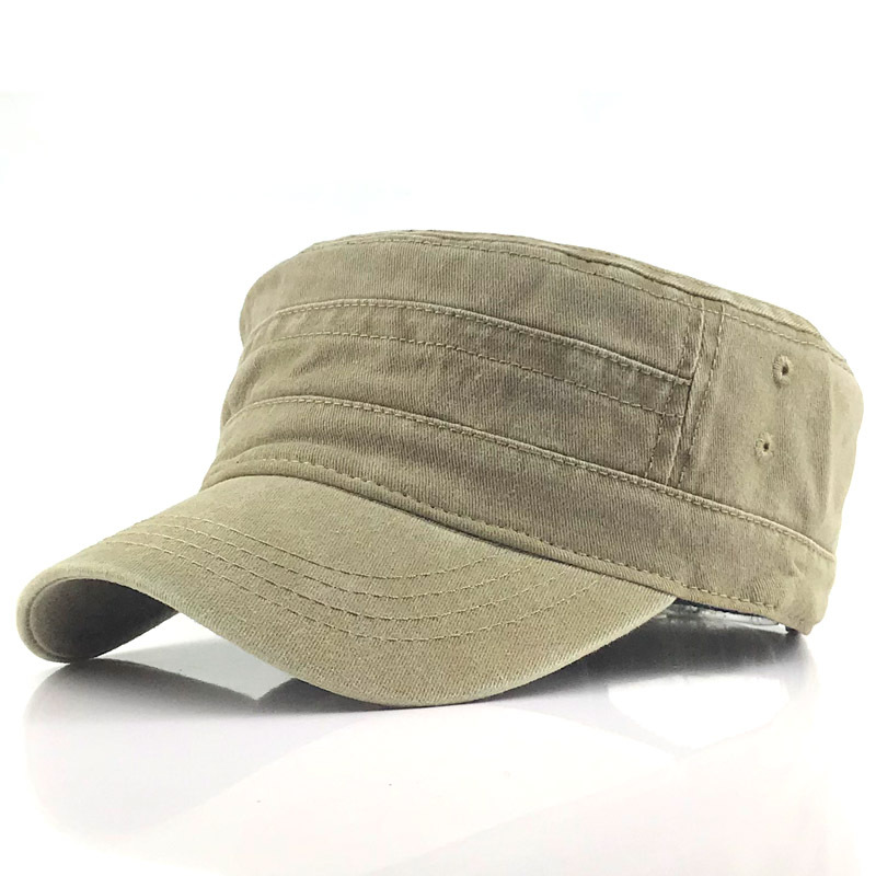 Field Cap - Lässige Kadettenmütze mit flachem Schirm für Männer-Khaki-Einheitsgröße-Chaps Herrenmode