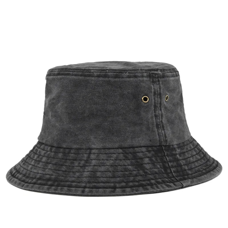Fischerhut Herren | Bucket Hat | Baumwolle | Washed Optik-Schwarz-Chaps Herrenmode