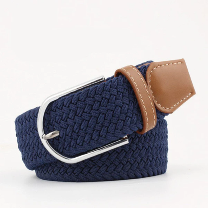 Flechtgürtel Herren | Stoffgürtel | Dehnbar | Lederdetails-Marineblau-76-86 cm-Chaps Herrenmode