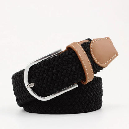Flechtgürtel Herren | Stoffgürtel | Dehnbar | Lederdetails-Schwarz-76-86 cm-Chaps Herrenmode