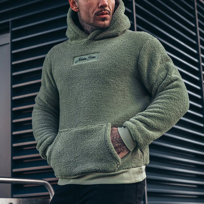 Fleece-Hoodie – Bequemer Teddy-Hoodie für Männer zum Überziehen-Dunkelgrün-S-Chaps Herrenmode