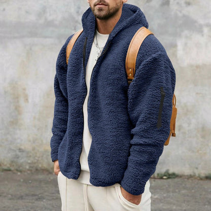 Fleece-Hoodie | Warm | Mit Reißverschluss | Teddy-Hoodie | Fleecejacke für Männer-Marineblau-S-Chaps Herrenmode