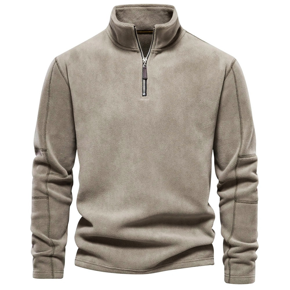 Fleece-Pullover | Half-Zip | Warm | Quarter-Zip-Fleece | Herren-Fleece-Beige-S-Chaps Herrenmode