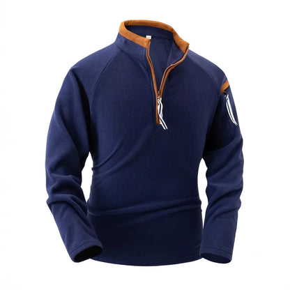 Fleece-Pullover | Lässig | Warm | Fleece mit halbem Reißverschluss | Fleece-Pullover für Männer-Dunkelblau-S-Chaps Herrenmode