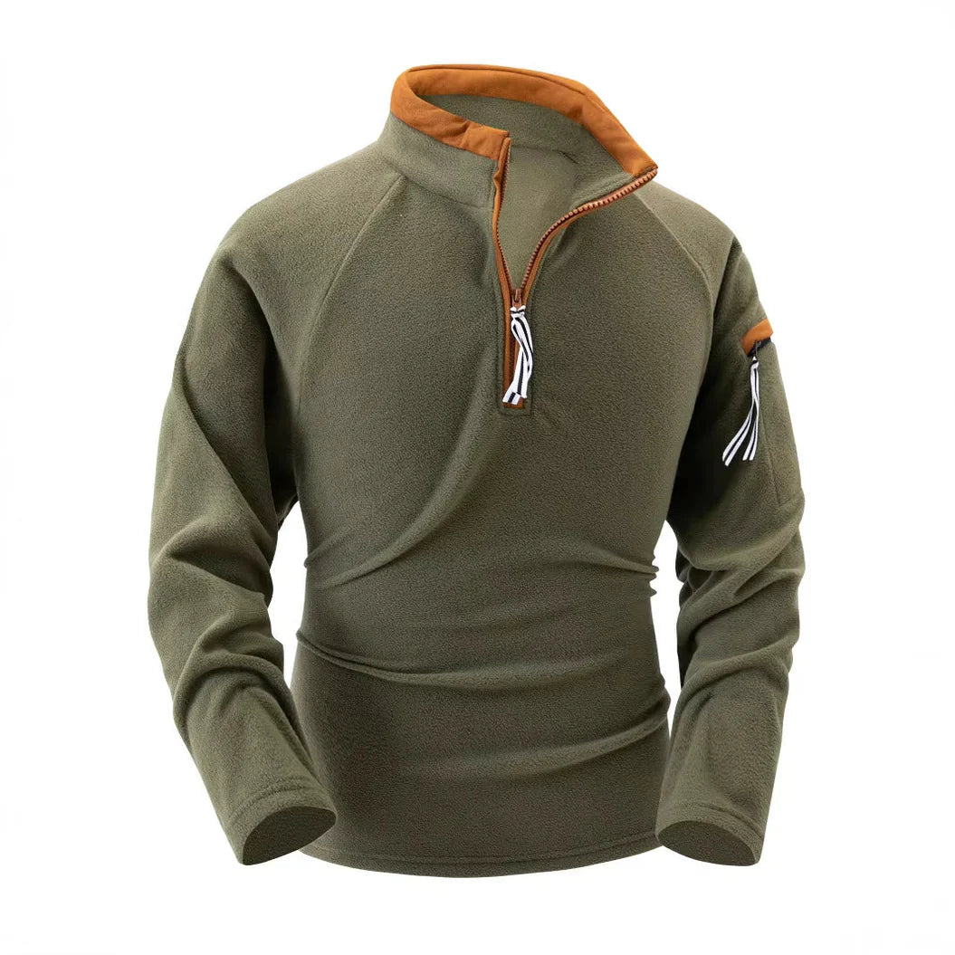 Fleece-Pullover | Lässig | Warm | Fleece mit halbem Reißverschluss | Fleece-Pullover für Männer-Grün-S-Chaps Herrenmode