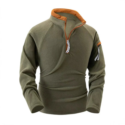 Fleece-Pullover | Lässig | Warm | Fleece mit halbem Reißverschluss | Fleece-Pullover für Männer-Grün-S-Chaps Herrenmode
