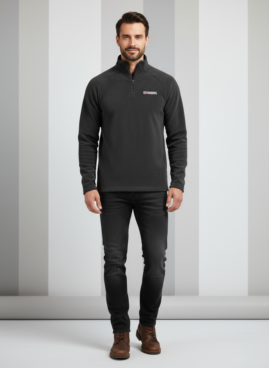 Fleece-Pullover - Warmes Fleece-Sweatshirt mit Viertelreißverschluss für Männer-Chaps Herrenmode