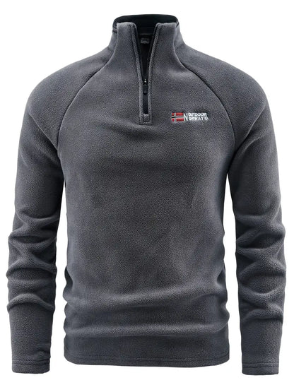 Fleece-Pullover - Warmes Fleece-Sweatshirt mit Viertelreißverschluss für Männer-Dunkelgrau-M-Chaps Herrenmode
