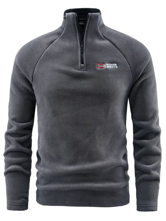 Fleece-Pullover - Warmes Fleece-Sweatshirt mit Viertelreißverschluss für Männer-Dunkelgrau-M-Chaps Herrenmode