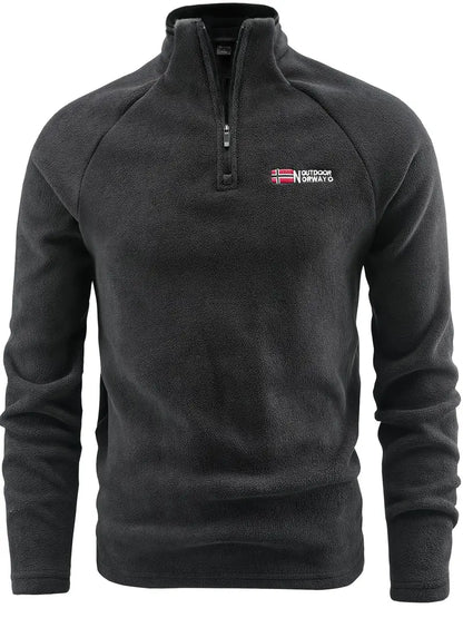 Fleece-Pullover - Warmes Fleece-Sweatshirt mit Viertelreißverschluss für Männer-Schwarz-M-Chaps Herrenmode