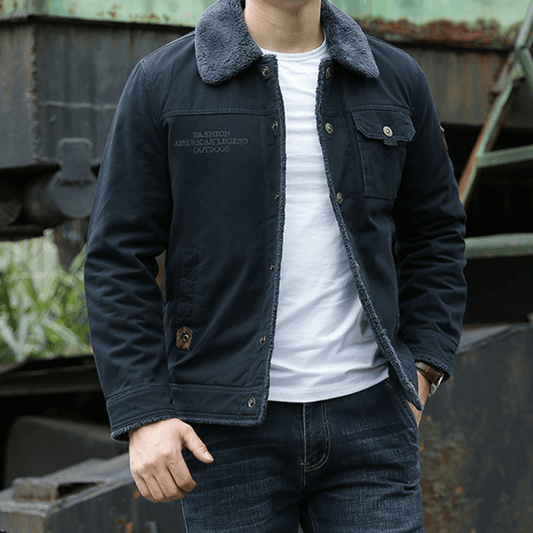 Fleece gefütterte Jacke | Button-Up | Brusttasche | Winterjacke | Herrenjacke-Chaps Herrenmode