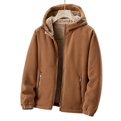 Fleecegefütterter Hoodie | Warm | Mit Reißverschluss | Winter-Hoodie | Herren-Hoodie-Braun-M-Chaps Herrenmode
