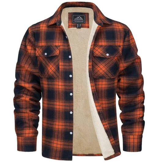 Fleecehemd - Karierte Button-up-Jacke für Männer-Orange-S-Chaps Herrenmode