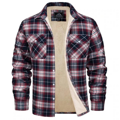 Fleecehemd - Karierte Button-up-Jacke für Männer-Rot-S-Chaps Herrenmode