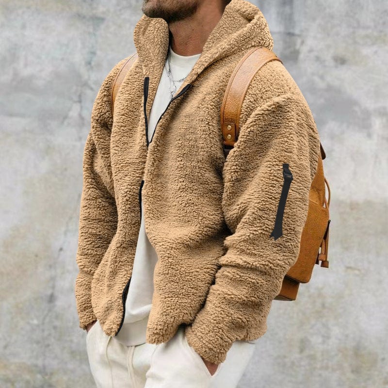 Fleecejacke | Kapuze | Full Zip | Teddyjacke | Herrenjacke-Khaki-S-Chaps Herrenmode