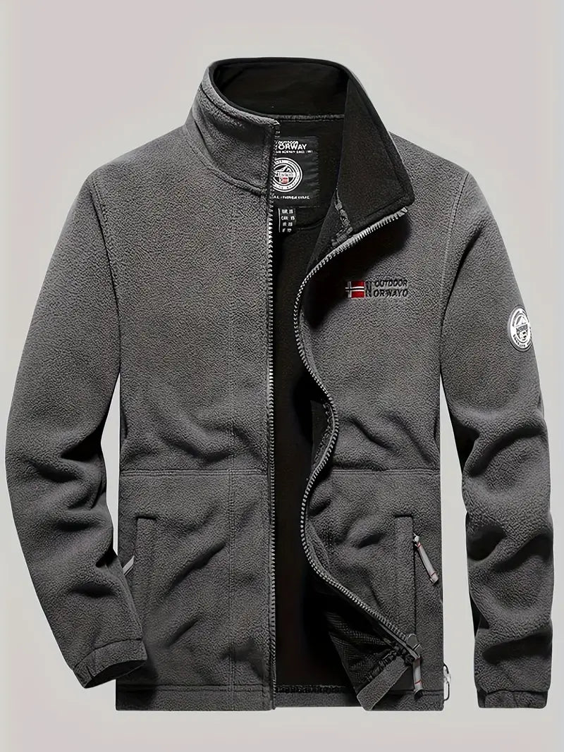 Fleecejacke | Outdoor | Winddicht | Fleece mit durchgehendem Reißverschluss | Winterjacken für Herren-Dunkelgrau-XS-Chaps Herrenmode