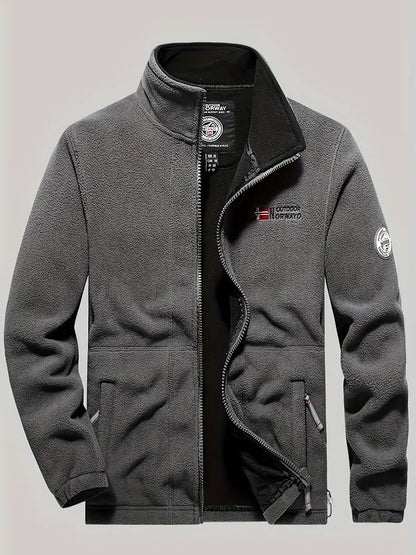 Fleecejacke | Outdoor | Winddicht | Fleece mit durchgehendem Reißverschluss | Winterjacken für Herren-Dunkelgrau-XS-Chaps Herrenmode