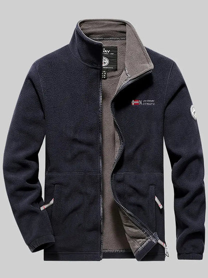 Fleecejacke | Outdoor | Winddicht | Fleece mit durchgehendem Reißverschluss | Winterjacken für Herren-Marineblau-XS-Chaps Herrenmode
