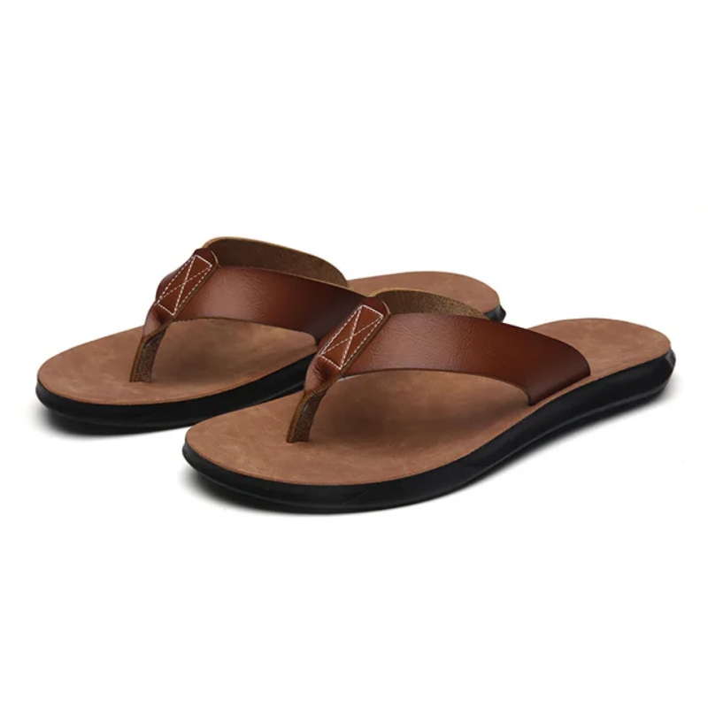 Flip Flops Piet | Klassische Zehentrenner für Herren-Dunkelbraun-38-Chaps Herrenmode
