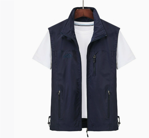 Frachtweste – Ärmellos – Mit Reißverschluss – Leichte Weste – Herrenweste-Blau-M-Chaps Herrenmode