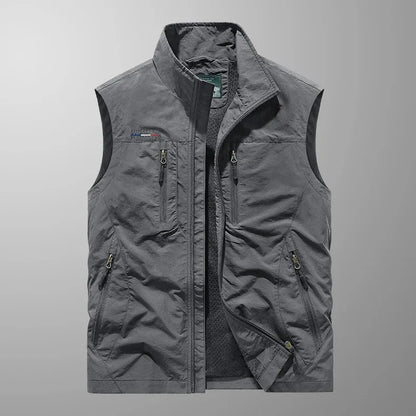 Frachtweste – mit Reißverschluss – ärmellos – Bodywarmer – Herrenweste-Grau-M-Chaps Herrenmode