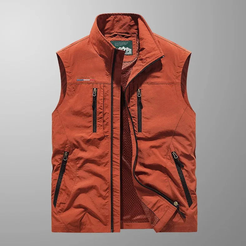 Frachtweste – mit Reißverschluss – ärmellos – Bodywarmer – Herrenweste-Orange-M-Chaps Herrenmode